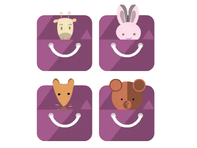 ^_^ animal box colour cute flat icon simple