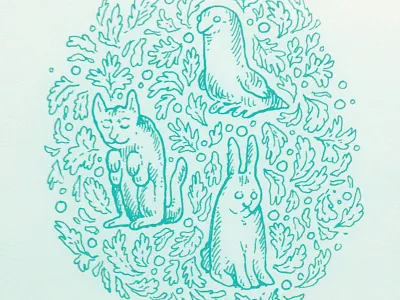 Critter Patch animals floral illustration pattern sketches