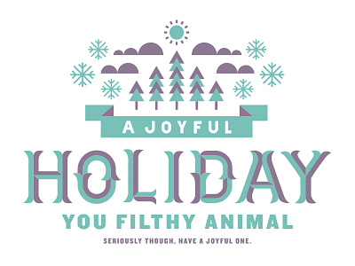 Holiday Card animal banner christmas cloud custom filthy holiday joyful ornate snowflake sun tree