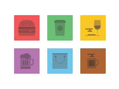 Food Icons bag beer burger coffee food glass icons mug shop shopping wine