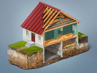 Home Insulation ground house illustration isometric print terminix termites