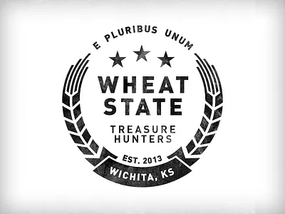 Wheat State Treasure Hunters badge kansas latin penny stars wheat