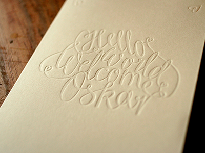 Birth announcment card lettering letterpress