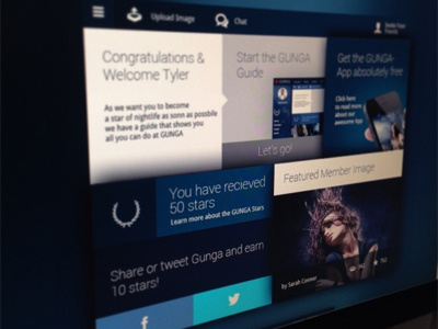 Dashboard GUNGA community concept dashboard feed grid homepage network ui ux