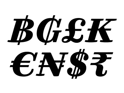 ฿ ₲ £ ₭ € ₦ $ ₹ $ bold italic currency ff quixo £ ฿ ₦ € ₭ ₲ ₹