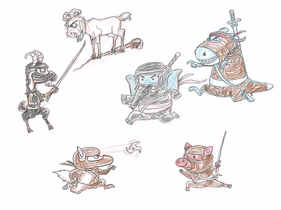 Animal Ninjas animals character design concept ninja ninja animals set sketches