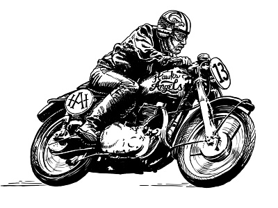 Bernanke Café Racer hand drawn illustration pen and ink café racer