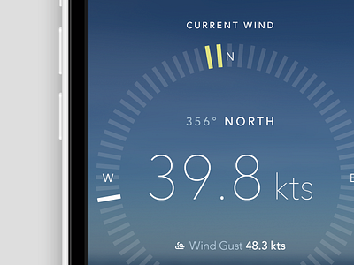 Anemometer screen anemometer avenir compass design direction gust ios knots north ui ux wind