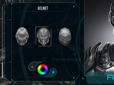 Profile character color picker and selection darkfire galaxies game hud mmo sci fi techy ui