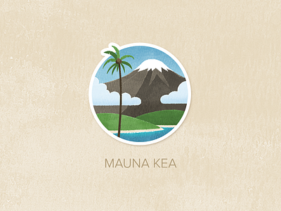 Day Two: Mauna Kea badge icon illustration painted pin textured watercolour