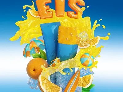 water ice visual 3d cinema 4d ice illustration oranges summer vray