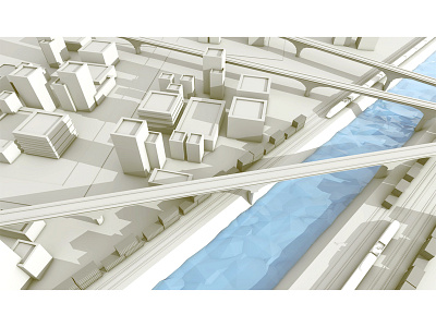 Canal [WIP] 3d architecture bridges buildings canal city render roads shipping container town train trainyard