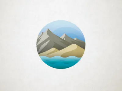 Unused evironmental Icon circle for sale icon mountains nature sand scene sky water