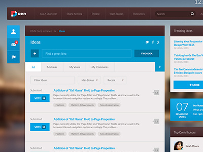 Social Intranet blue flat idea listings ui purple san francisco tabs