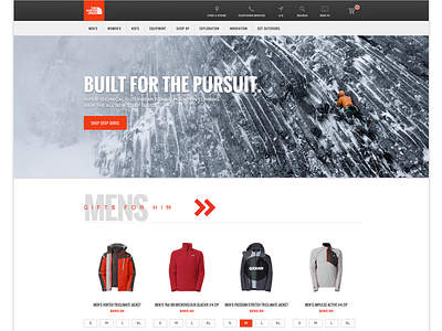 North Face background css ecommerce html icons image navigation photography store ui ux