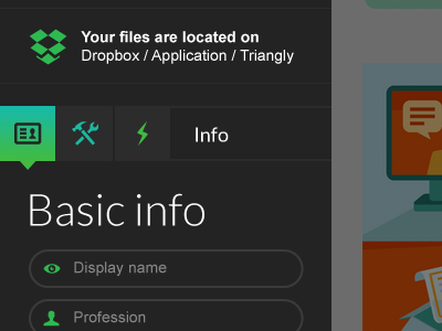 Sidebar menu design dropbox form menu portfolio sidebar triangly ui webdesign