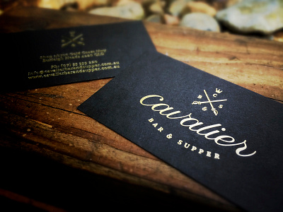 Cavalier Business Cards business cards corporate identity gold foiling custom type font icons logo stationery verg