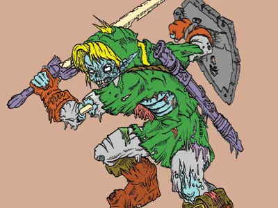ZLINK illustration link nintendo super nintendo the walking dead undead zelda zombie