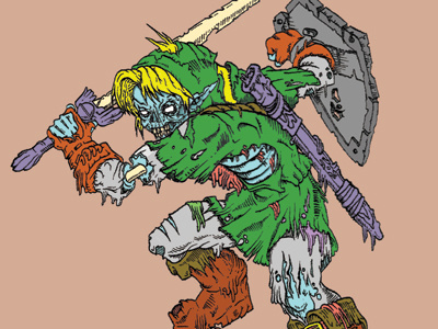 ZLINK illustration link nintendo super nintendo the walking dead undead zelda zombie