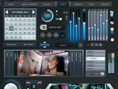 Retina ready web interface set buttons calendar knobs navigation buttons retina user interface web interface webdesign webelements