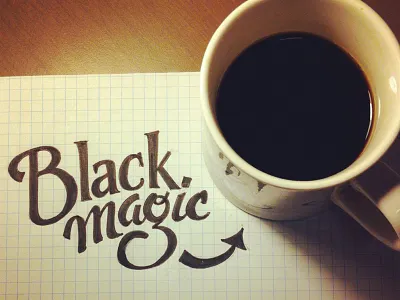 Black Magic coffee hand lettering lettering type