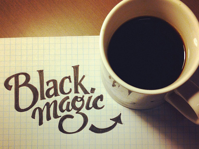 Black Magic coffee hand lettering lettering type