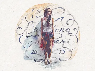 Barcelona Summer 2013 art drawing girl illustration paint sketch watercolor