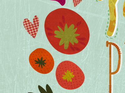 Eat more plants art collage farm garden illustration texture tomatoes vegetables