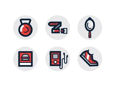Mens Health belts fitness food icons illustration mens health music technology