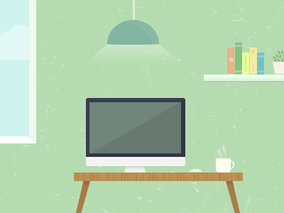 Room desk illustration imac room vector