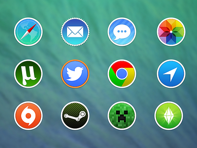 Mavericks Circles chrome circles icons iphoto mail maps mavericks messages os x safari tweetbot utorrent