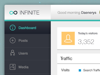 Infinite Admin - Free PSD - Detail admin dashboard design free psd psd slim dashboard traffic visits web admin