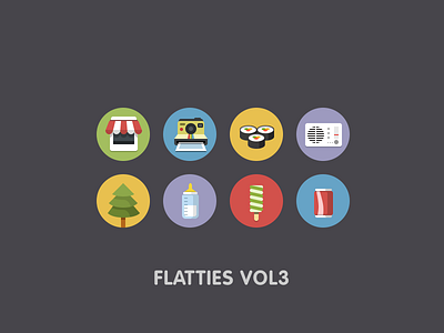 Flatties V3 camera design flat fun icons mini polaroid radio set