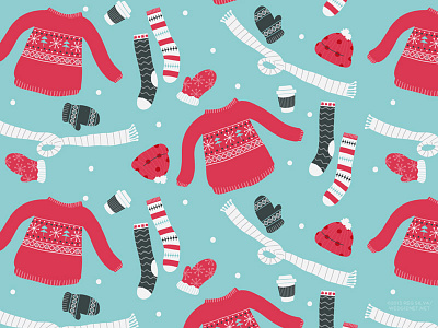 Sweater Weather blue christmas cold fall fashion holiday pattern red repeat surface design sweater winter