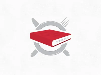 Law Connoisseur book circle cross dish food fork knife law logo plate red