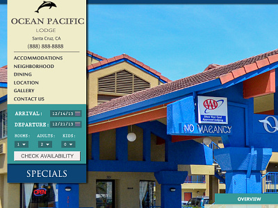 Ocean Pacific Lodge in Santa Cruz, CA clean colors design interface photoshop simple ui web web design website