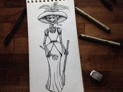 Shotgun Wedding Inked austin bride day of the dead dia de los muertos illustration ink linework shotgun skeleton sketch sketchbook wedding