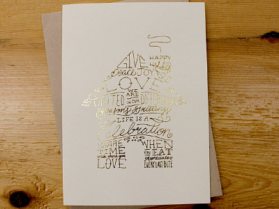 Holiday Greeting Card foil hand drawn holiday holstee letterpress