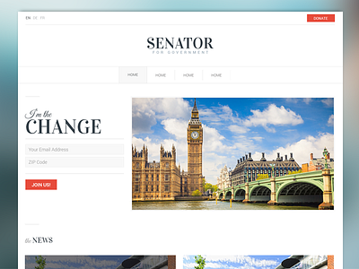 Senator - Minimalist Political Theme black design images minimal political red subtle theme ui ux white wordpress