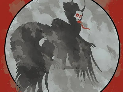 Krampus color and Texture christmans demon illustration krampus monster watercolor xmas