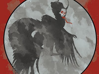 Krampus color and Texture christmans demon illustration krampus monster watercolor xmas