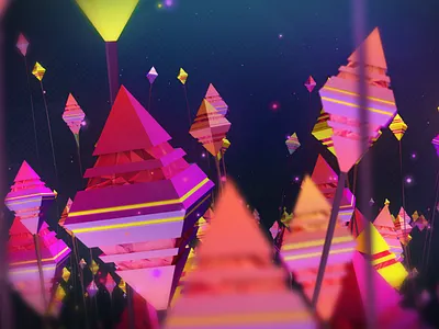 Tulips 3d after effects cinema 4d compositing low poly moek postproduction