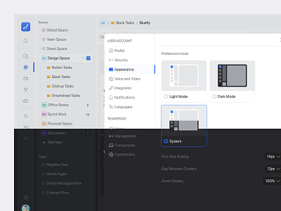 Dothetask - Settings and Dark Mode b2b button clean crm dark mode dashboard management manager modals product product design project saas sidebar task tool ui ux web app