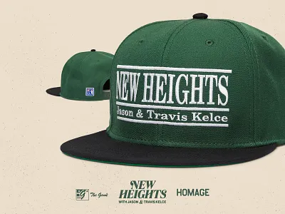 HOMAGE x New Heights x The Game 90s apparel chiefs eagles hats jason kelce kansas city kc kelce philadelphia podcast social media design the game travis kelce