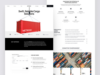 Metrogo - Shipping Landing Page 3d cargo clean company container corporate delivery freight landing page logistic navigation package product shipment shipping supply transportation ui website