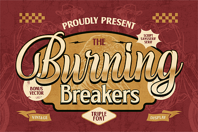 Burning Breakers american style branding classic classic font custom font customize font decorative font display font font font design font style lettering logo font motor font restaurant menu typeface typography vintage vintage font western style