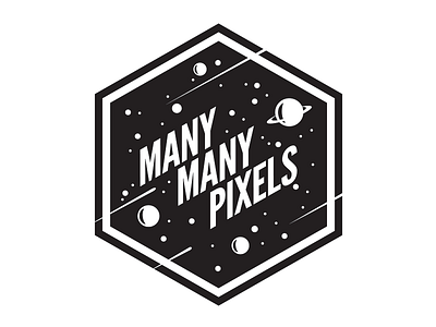 Many Many Pixels Logo comet logo pixel planet space