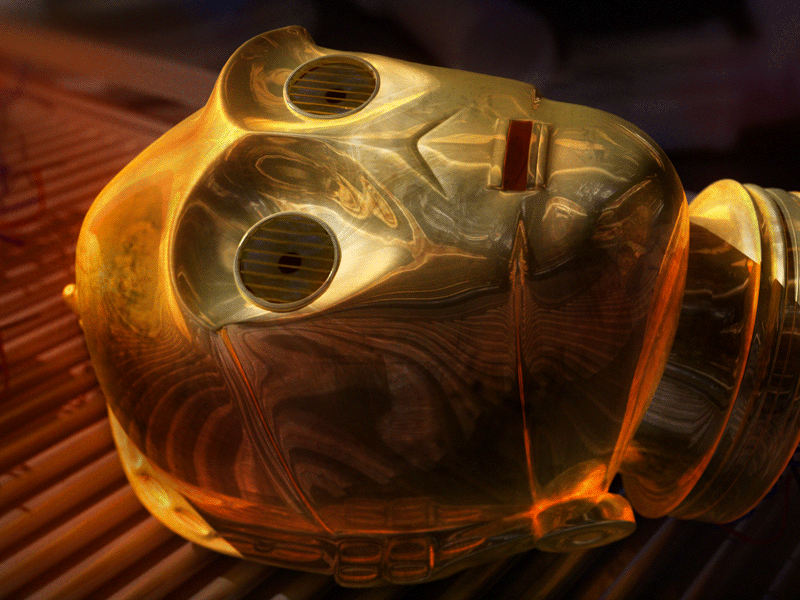 C-3PO in Cloud City 3d 3d modeling c 3po flicker glow maya metal star wars texture