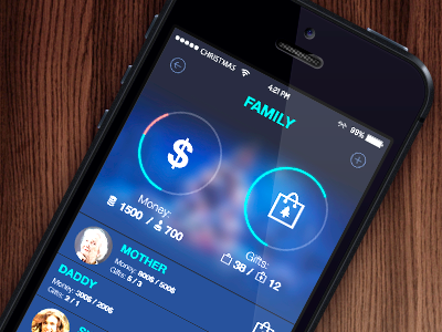 Christmas gifts app blue christmas gifts interface ios ios7 iphone new year ui