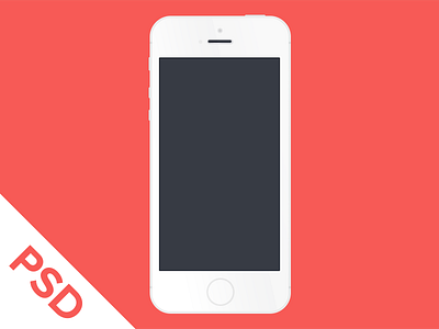 White Flat iPhone 5S PSD flat free freebie iphone minimal psd red template white